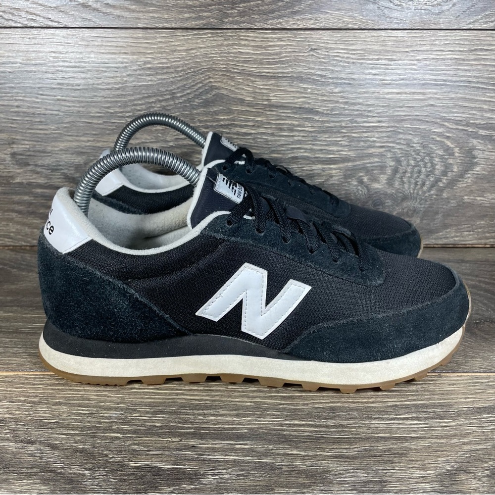 New Balance 501 Women's Size 8.5 Black White Suede Sneakers